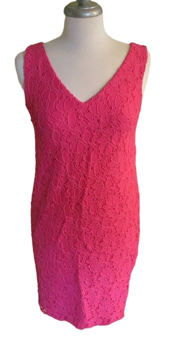 BOUTIQUE NWT Crochet Dress Size XS Sleeveless V Neck Back Resort Pink Summer